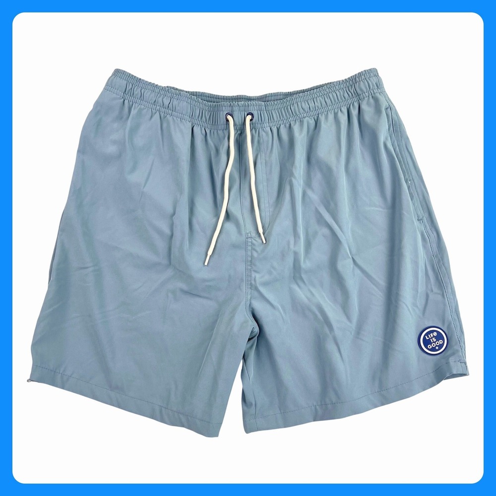 Life is Good Board Shorts Swim Trunks Men XL Blue Performance Stretch Mesh Lined